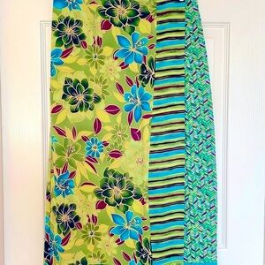 Requirements Green Blue Patterned Midi Skirt